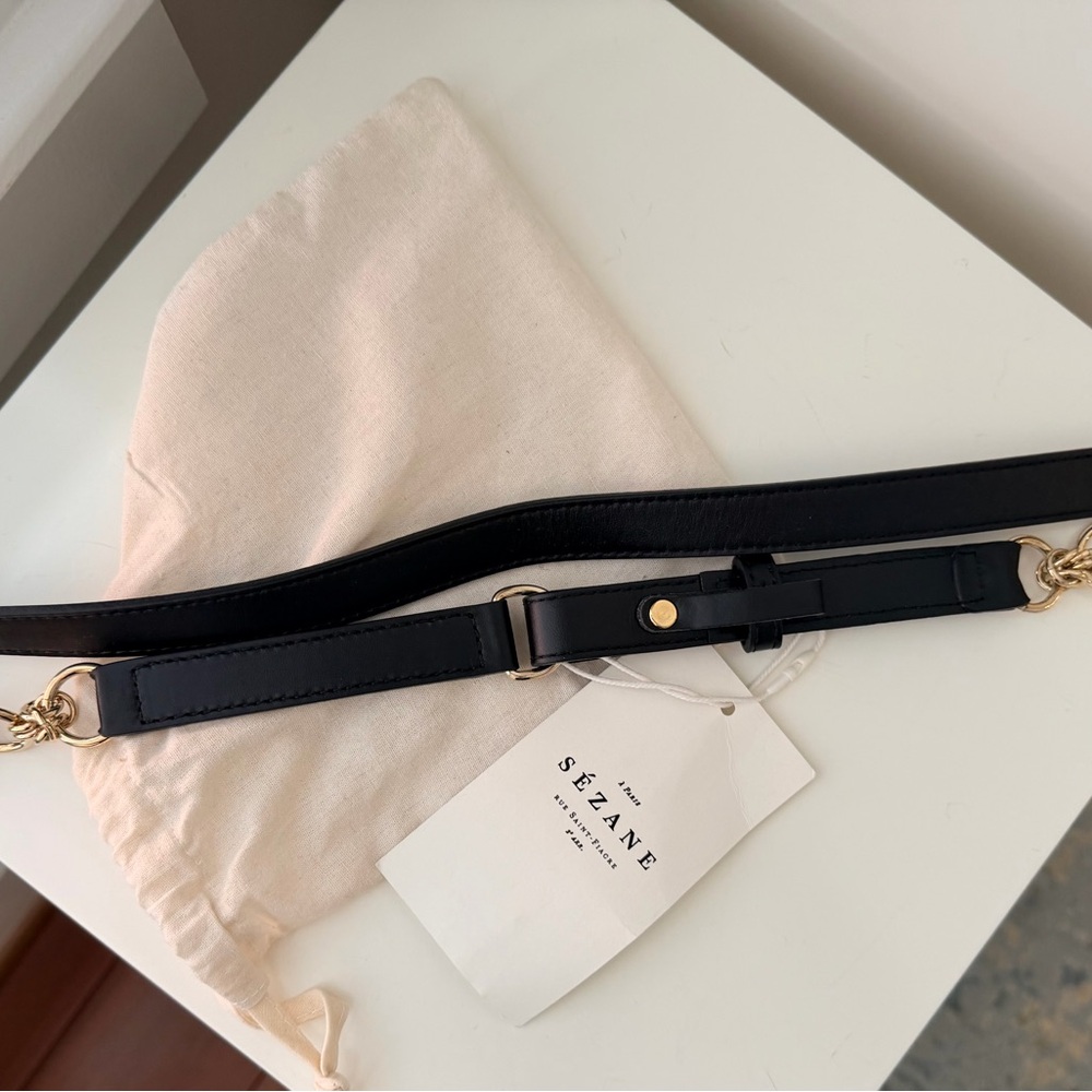 Sézane Capucine Belt, Black w/ Gold, NWT